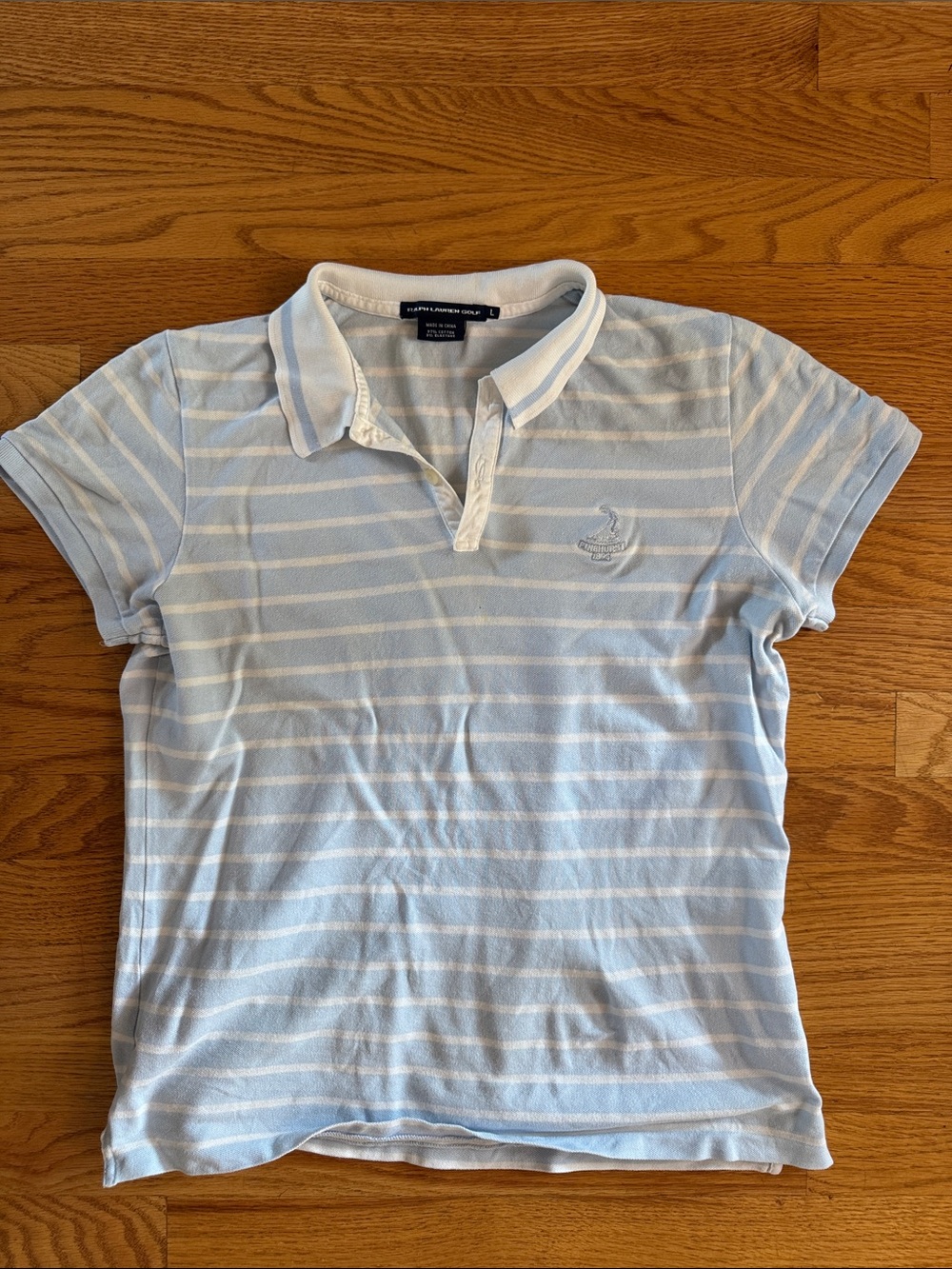 Ralph Lauren Golf Light Blue & White Striped Polo Pinehurst